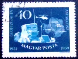 Selo postal da Hungria de 1959 Soviet Antarctic camp