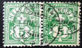 Par de selos postais da Suiça de 1900 Cross over Value Plate