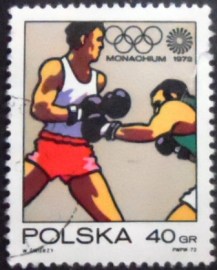 Selo postal da Polônia de 1972 Boxing