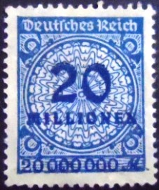 Selo da Alemanha Reich de 1923 Value in Millionen 20