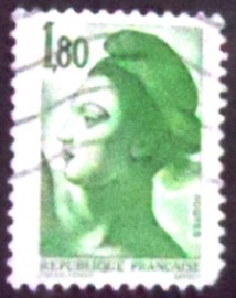 Selo postal da França de 1985 Liberty 1,80 U