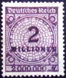 Selo da Alemanha Reich de 1923 Value in Millionen 2