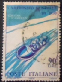 Selo postal da Itália de 1966 Four-man Bobsleigh