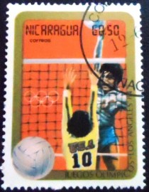 Selo postal da Nicarágua de 1984 Volleyball