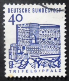 Selo postal da Alemanha de 1965 Stronghold Trifels in the Palatinate