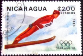 Selo postal da Nicarágua de 1983 Ski Jumping