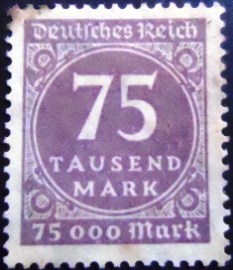 Selo da Alemanha Reich de 1923 Value in circle 75