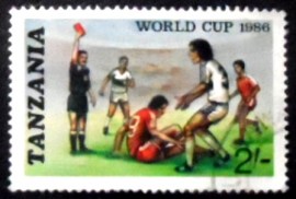 Selo postal da Tanzânia de 1986 Red card
