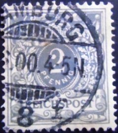 Selo da Alemanha Reich de 1900 Value number under a crown in a pearls oval 2