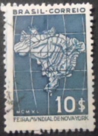 Selo postal do Brasil de 1940 Mapa do Brasil U