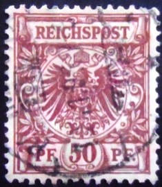 Selo da Alemanha Reich de 1893 Imperial eagle in a circle 50