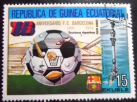 Selo postal da Guiné Equatorial de 1974 Barcelona F. C.