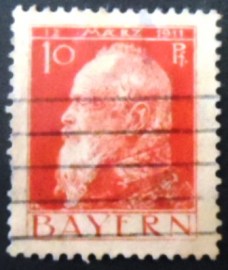 Selo postal da Alemanha Baviera de 1911 Prince Regent Luitpold 10