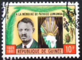 Selo postal da Rep. da Guiné de 1962 Patrice Lumumba