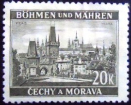 Selo postal da Boêmia e Moravia de 1940 Prag 20