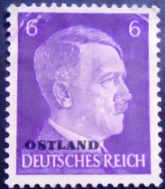 Selo postal de Ostland de 1941 Overprint OSTLAND over Hitler 6