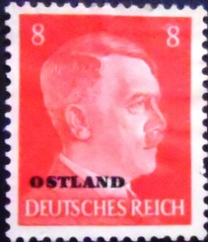 Selo postal de Ostland de 1941 Overprint OSTLAND over Hitler 8