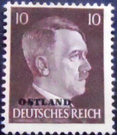 Selo postal de Ostland de 1941 Overprint OSTLAND over Hitler 10