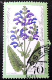 Selo postal da Alemanha de 1977 Meadow Sage