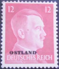Selo postal de Ostland de 1941 Overprint OSTLAND over Hitler 12