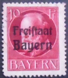 Selo postal da Alemanha Bavária de 1919 Freistaat on Ludwig III 10