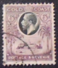 Selo postal da Costa Dourada de 1928 King George V and Christiansborg Castle