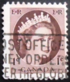 Selo postal do Canadá de 1954 Queen Elizabeth II 1