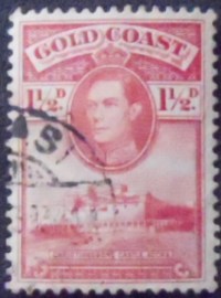 Selo postal da Costa Dourada de 1928 King George V and Christiansborg Castle