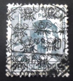 Selo postal da Alemanha de 1948 Posthorn Net Overprint