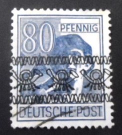 Selo postal da Alemanha de 1948 Posthorn Ribbon Overprint