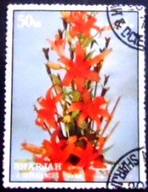 Selo postal de Sharjah de 1972 Fire lilies