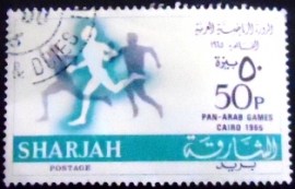 Selo postal de Sharjah de 1965 Running