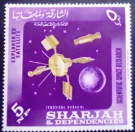 Selo postal de Sharjah de 1964 Explorer XII