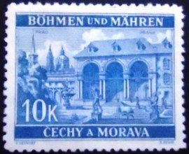 Selo postal da Boêmia e Moravia de 1940 Praha 10