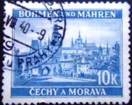 Selo postal da Boêmia e Moravia de 1939 Prag 10