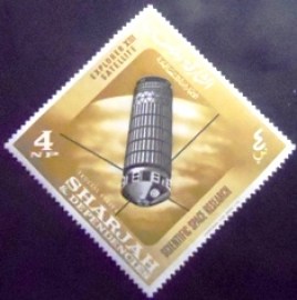 Selo postal de Sharjah de 1964 Explorer XIII