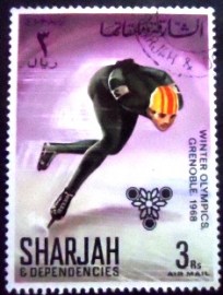 Selo postal de Sharjah de 1968 Speed Skating