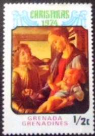 Selo postal de Granada-Grenadines de 1974 Virgin and Child by Botticelli