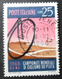 Selo da Itália de 1968 Cycle Wheel and Stadium