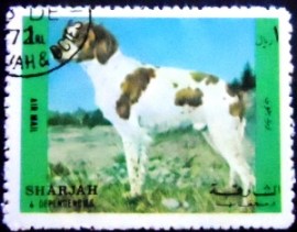 Selo postal de Sharjah de 1972 Dog