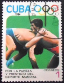 Selo postal de Cuba de 1984 Greco-Roman wrestling