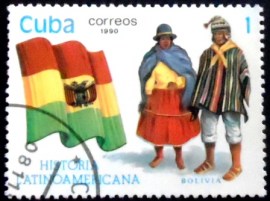 Selo postal de Cuba de 1990 Bolivia
