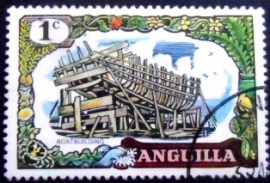 Selo postal de Anguilla de 1970 Boat Building