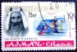 Selo postal de Ajman de 1965 Sheik Rashid and Queen Angelfish