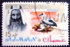 Selo postal de Ajman de 1964 Sheik Rashid and White Stork