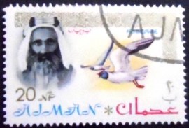Selo postal de Ajman de 1964 Sheik Rashid and White-eyed Gull