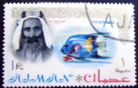Selo postal de Ajman de 1964 Sheik Rashid and Queen Angelfish
