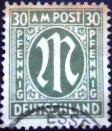Selo postal da Alemanha de 1945 M in Circle 30 U
