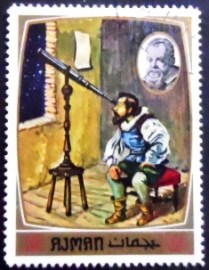 Selo de postal de Ajman de 1971 Galileo Galilei