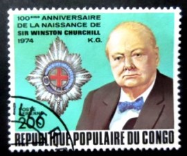 Selo postal do Congo de 1974 Selo Winston Churchill NCC